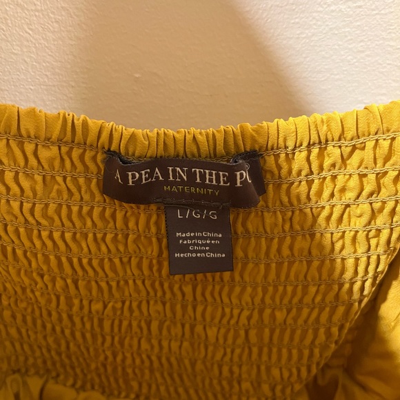 Pea in the Pod Yellow lace maternity dress SZ L (12-16) handkerchief hem - Picture 4 of 4